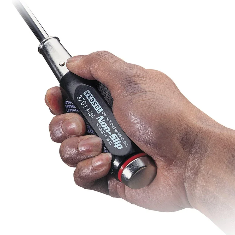 Японская нескользящая проводная отвертка VESSEL для крестообразных и шлицевых