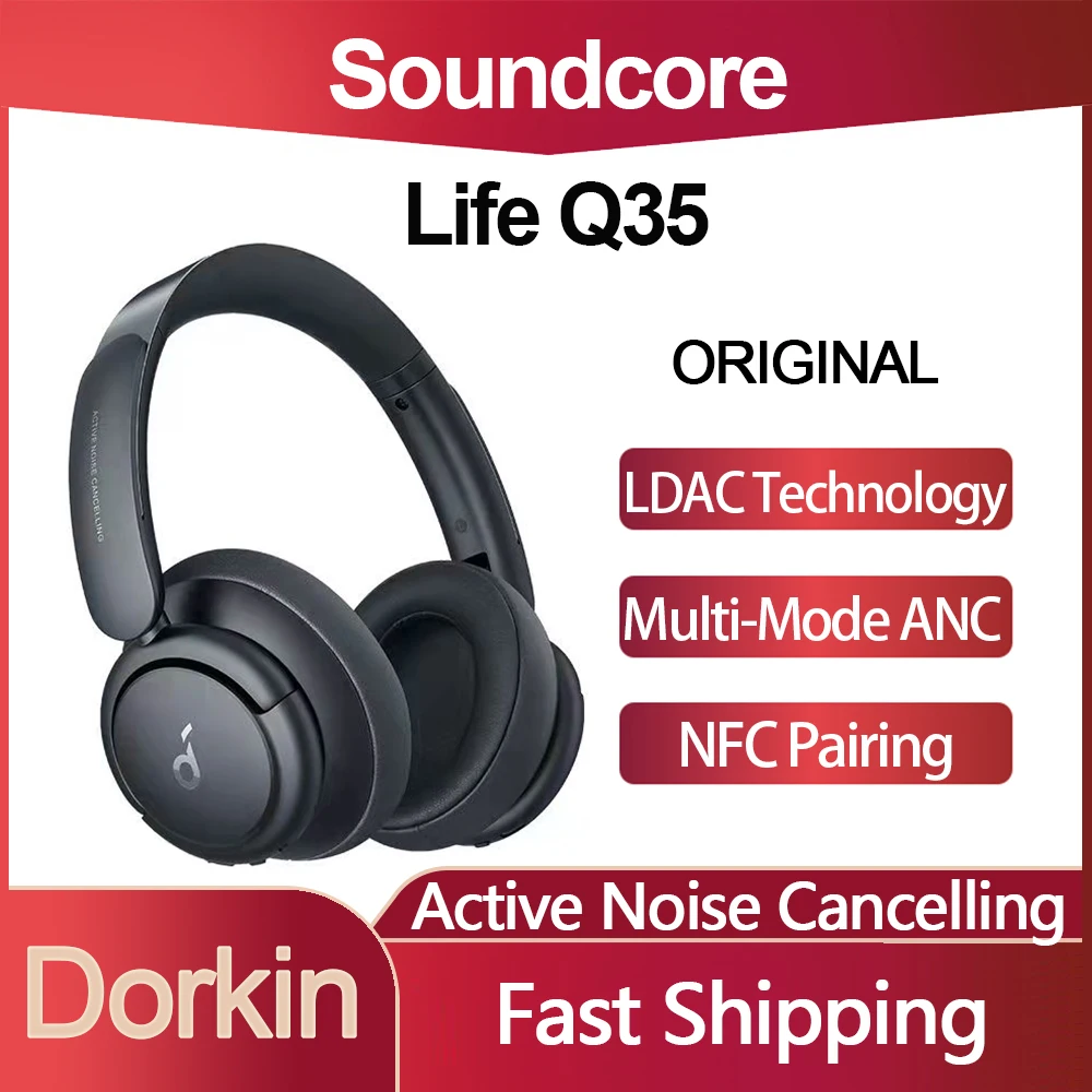Original Soundcore Life Q35 Wireless Headset Active Noise Cancellation Bluetooth Headphone ANC Long Playtime LDAC HiRes Earphone