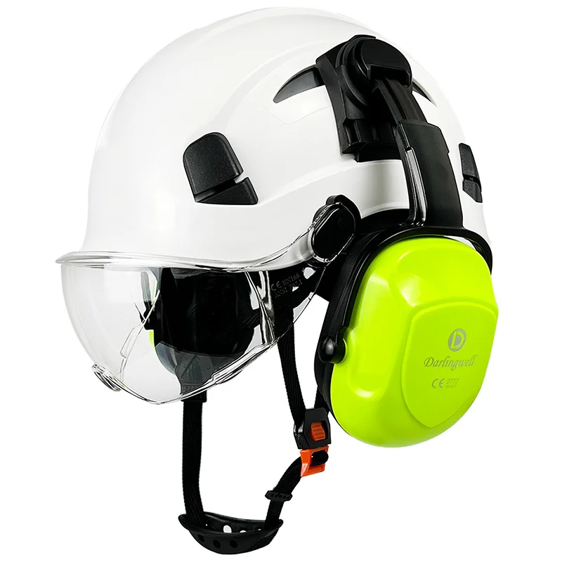 

Construction Safety Helmet With Visor For Engineer CE ABS Hard Hat With Earmuff ANSI Industrial Head Protection Work Cap For Men