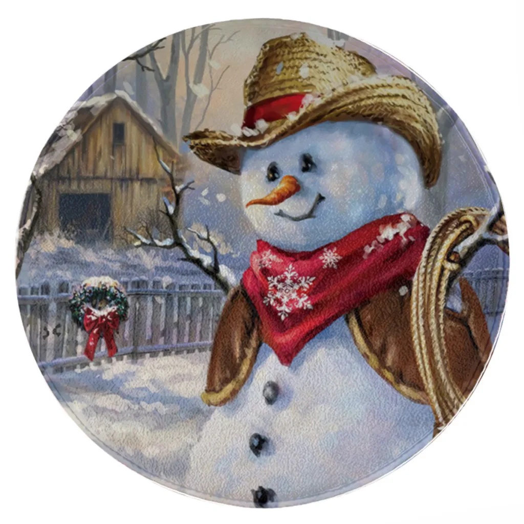 

Cute-snowman-cushion area living room carpet round carpet flannel play area non slip mat area rug Children room decoration