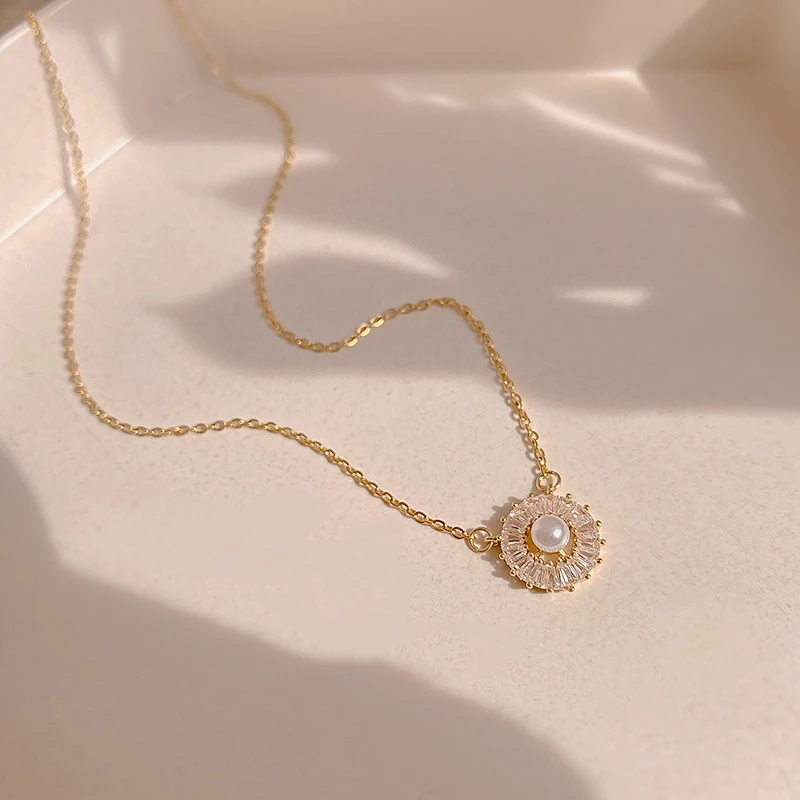 

Classic Necklace Titanium Steel Zircon Pendant For Women Girls Metal Chain Jewelry Ladies Fashion Trendy Gift Wedding Party