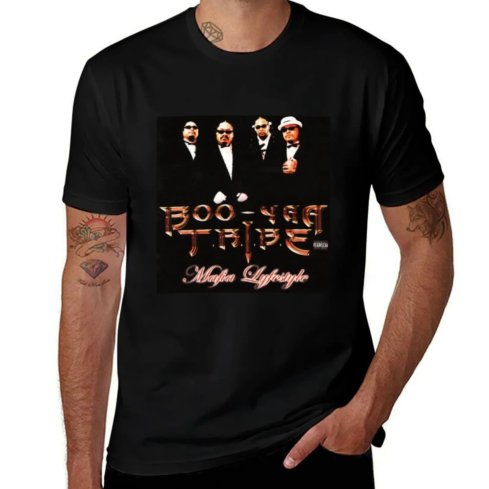 Фото Футболка Boo Yaa Tribe Mafia Lyfestyle в стиле 90-х годов, хип-хоп, рэп, вест-кост, большой размер, дышащая ткань №1