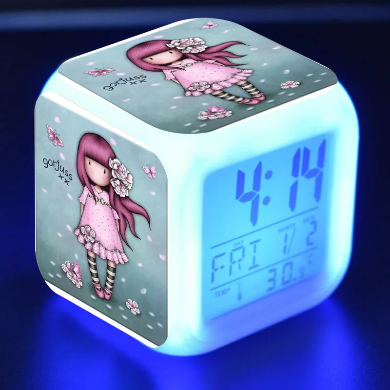 Светодиодный Будильник с рисунком Санторо цифровые светящиеся часы-будильник