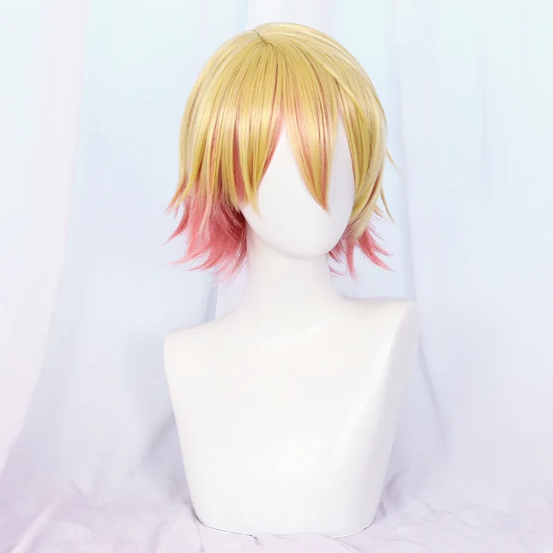 Парик для косплея Tenma Tsukasa с переходом цвета желтый смешанный оранжевый короткие