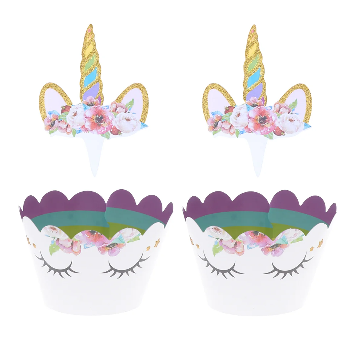 

Cupcake Wrappers Decorations Rainbow Cups Topper Liners Party Cake Picks Dessert Candy Holders Animal Muffin Supplies Birthday