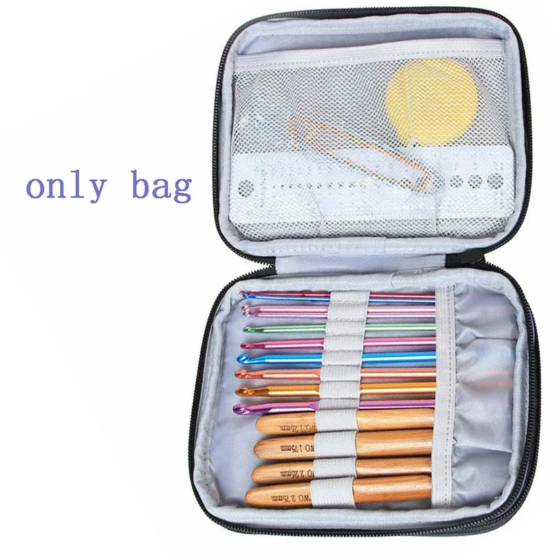 

Крючок для вязания, органайзер, сумка на молнии, сетчатые карманы, крючковые спицы, аксессуары для хранения, инструмент для вязания, спицы, к...