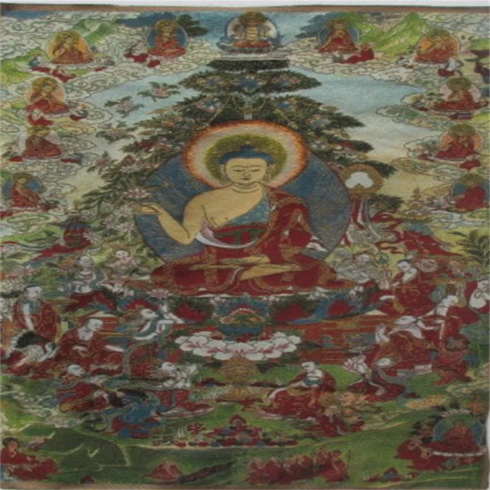 

Tibetan Buddhism silk embroidery machine embroidery brocade gold silk embroidery Thangka brocade painting Medicine Buddha
