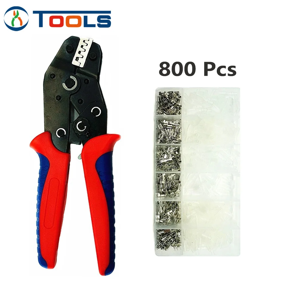 

SN-49B Crimper Plier Tool Tab 2.8/4.8/6.3mm With 800Pcs Insulated Male And Female Wire Connector Kit Terminals Sets