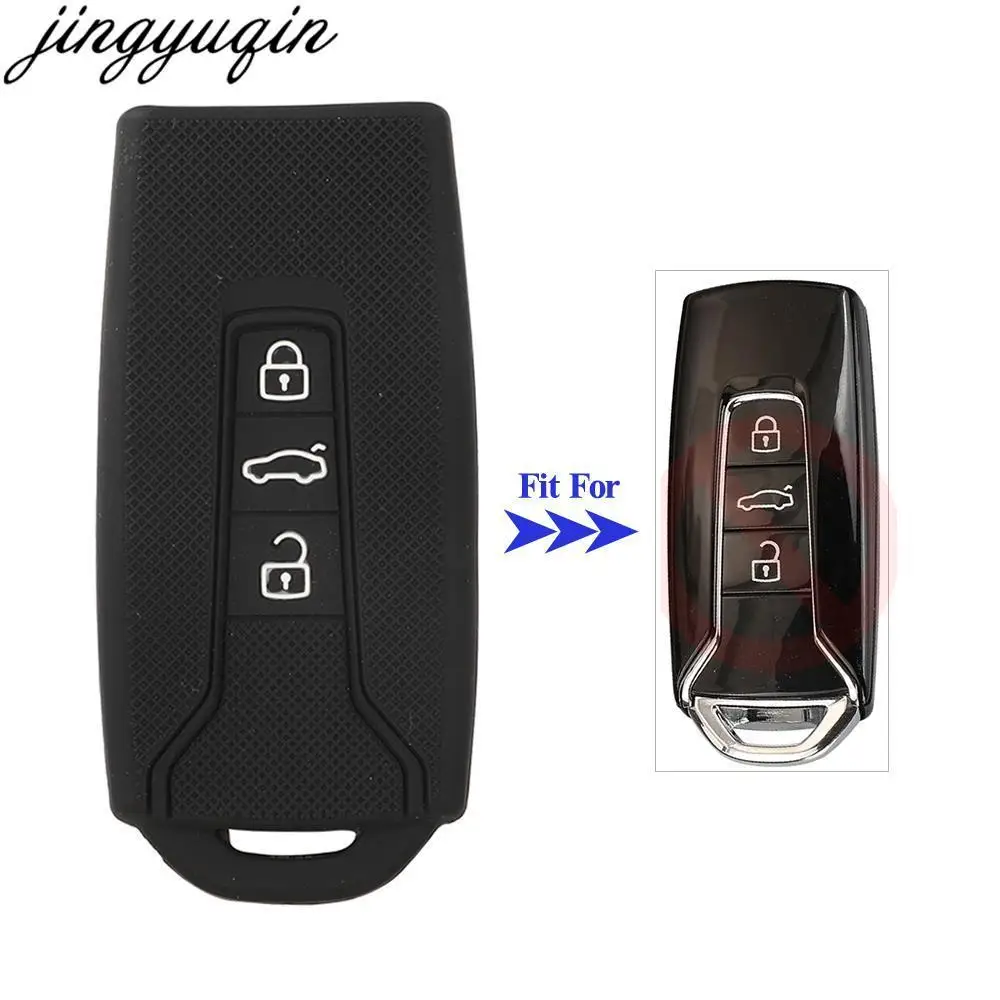 

Jingyuqin 10pcs 3 Buttons Remote Car Key Cover Silicone Case For Volkswagen VW Touareg Teramont Tiguan Tharu 2017-2022 With Word