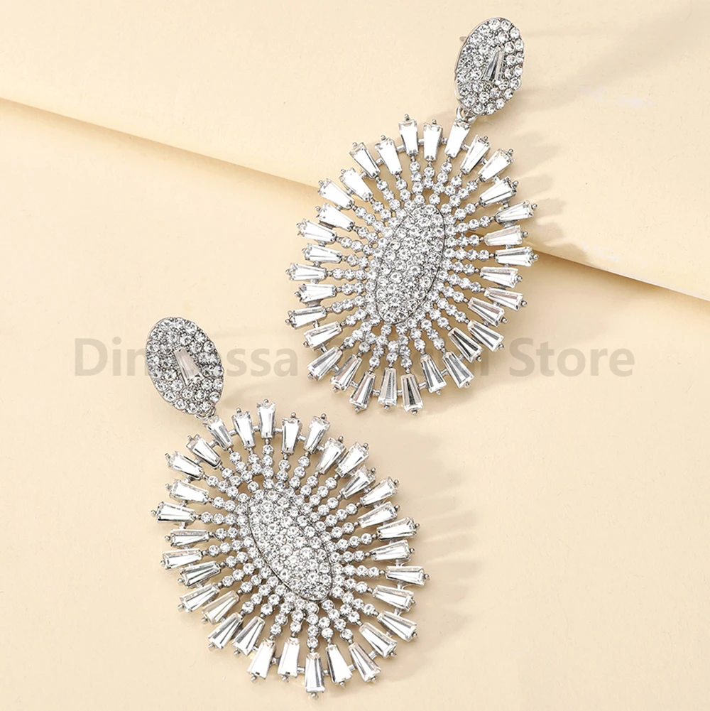 

Sparkly Rhinestone Original Female Elegant Unique Dangle Drop Earrings For Women Charm Luxury Wedding Party Pendant Jewelry