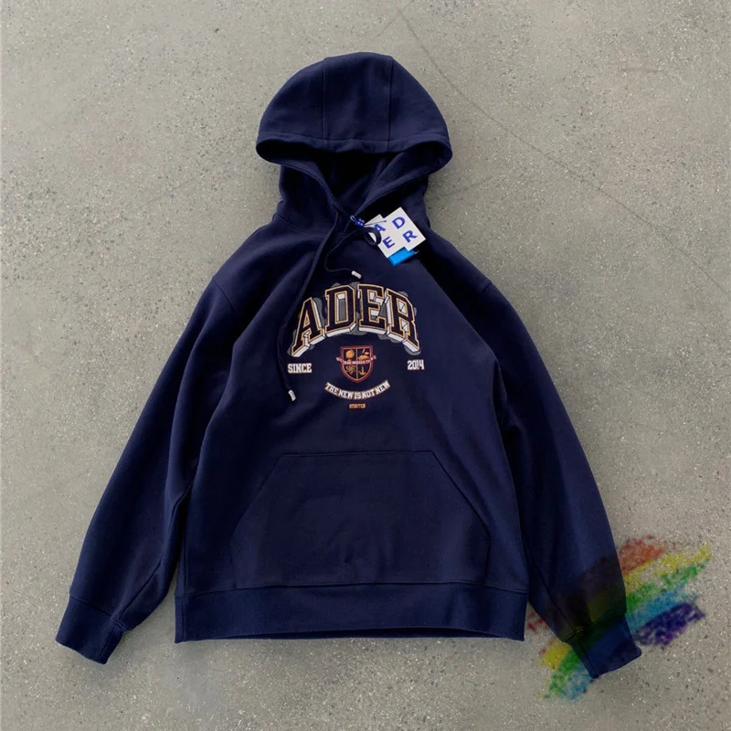 

2021fw ADER ERROR Embroidered Hoodie Men Women 1:1 High Quality Dark Blue Pullover Adererror Sweatshirts Hooded