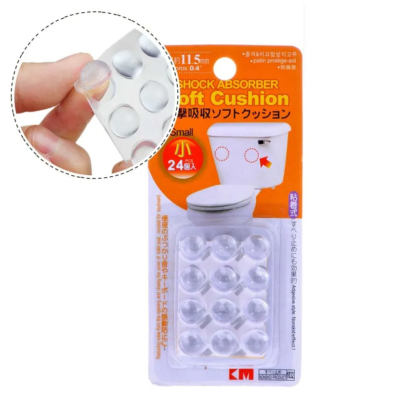 

24 Pcs/Set Clear Resin Mute Pads Door Knob Wall Collision Avoidance Toilet Lid Protective Circular Dots Sticker Silencers