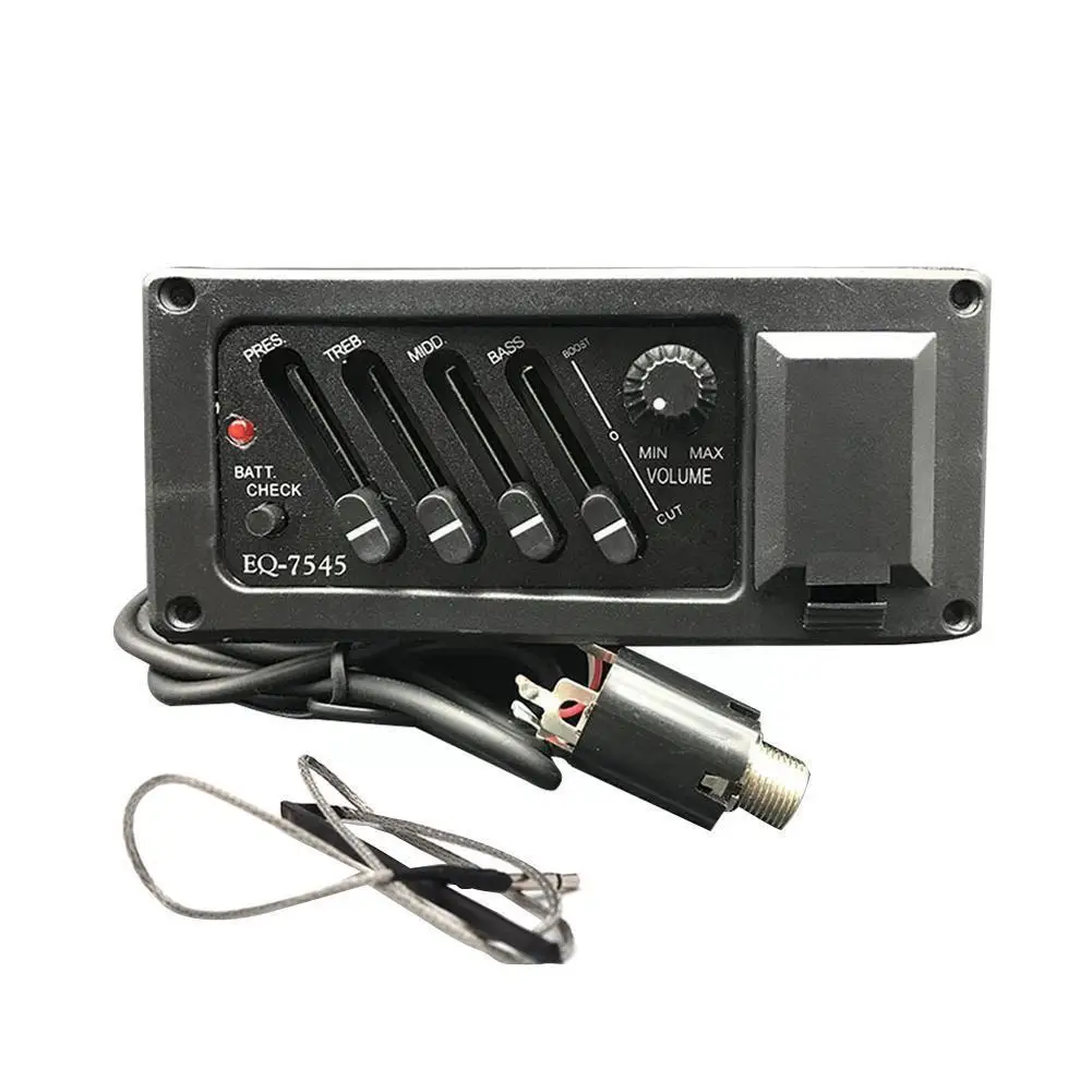 

Acoustic Guitar Preamp Amplifier Professional 4 Band EQ Acoustic Equalizer 6.5MM Pickup Acceseories 7545R Guitar Output Gui V3R3