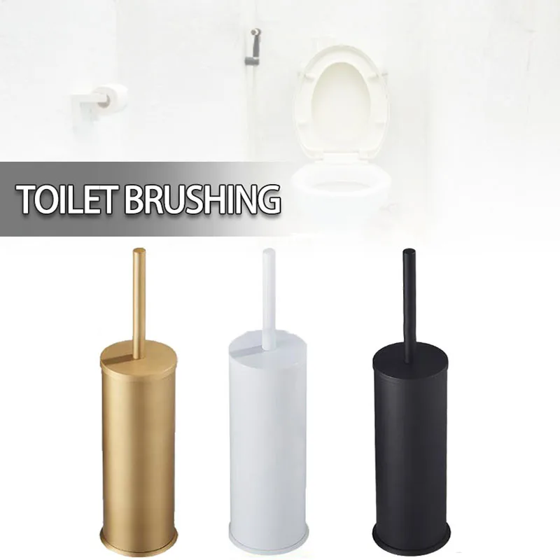 

Home Bathroom Clearing Tools Aluminum Toilet Brush Holder Set Detachable Base Toilet Brush Lavatory Floor Brush White/Black/Gold