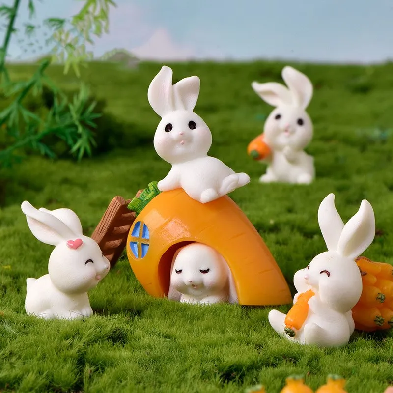 

1 Set Mini Cute Resin Rabbit Ornament Koala Bunny Rabbit Miniatures Figurines Micro Garden Bonsai Landscape Decoration