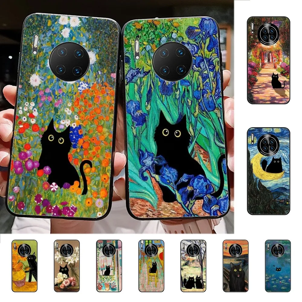 

Claude Monet Van Gogh Funny Cat Art Phone Case For Huawei Mate 10 20 30 40 50 lite pro Nova 3 3i 5 6 SE 7 pro 7SE