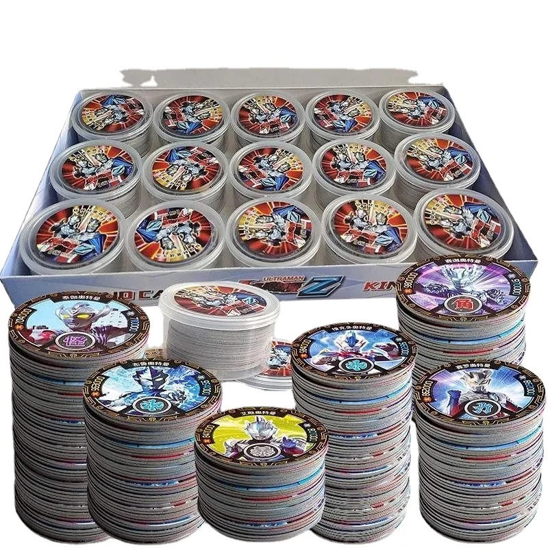 

Круглая карта Bandai Ultraman robobsello Ultraman, толстая Водонепроницаемая круглая пластиковая детская игрушка, Боевая монета