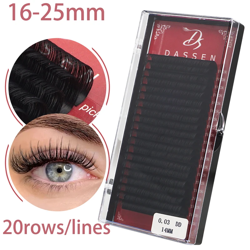 

0.03-0.20mm C/CC/D/DD Curl 20Lines Eyelash Extension Thin and Soft Material Volume Lash Individual Eyelashes Premium Fake Lashes
