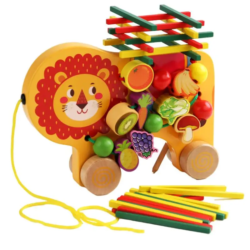 

Детские деревянные игрушки, Лев, слон, балансирующие блоки, игра, детские развивающие игрушки для малышей, бисер, Балансирующий блок, детски...