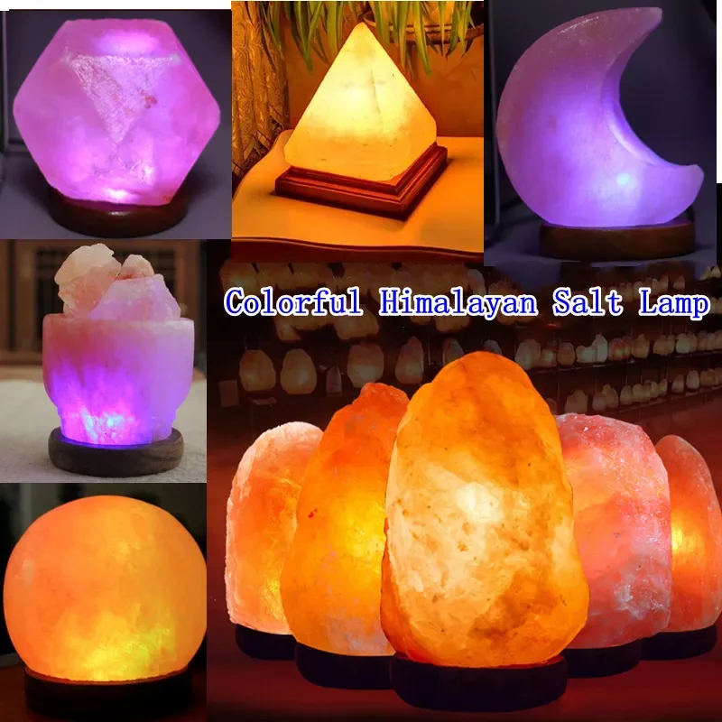 

Красочный Гималайский хрустальный камень, натуральная соляная лампа, USB светодиодный ночсветильник, настольная Лавовая Лампа для спальни, ...