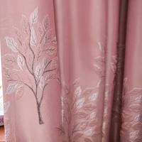 curtains for living dining room bedroom jacquard nordic modern luxury morandi color pink gray green high shading heat insulation