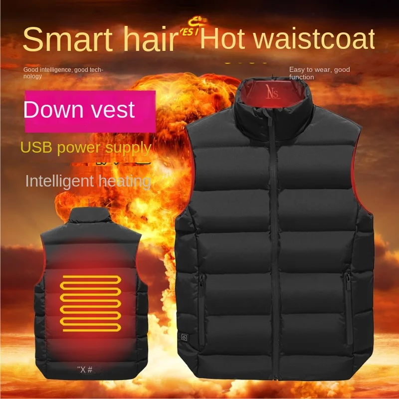 Winter style men's and women's stand collar heating down heating vest electric heating vest USB safe intelligent thermostat R202