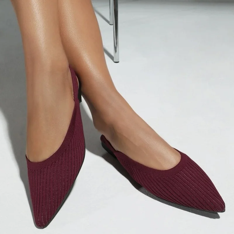 

Summer 2022 Flats Shoes Woman Sandals Fashion Knitted Elastic Mesh Breathable Mules Shoes Ladies Casual Plus Size Shoes Female