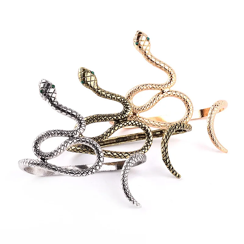 

Cool Fashion Personality Retro Animal Snake Wild Bracelet Punk Open Adjustable Snake Bracelet Three Colors Optional Gift