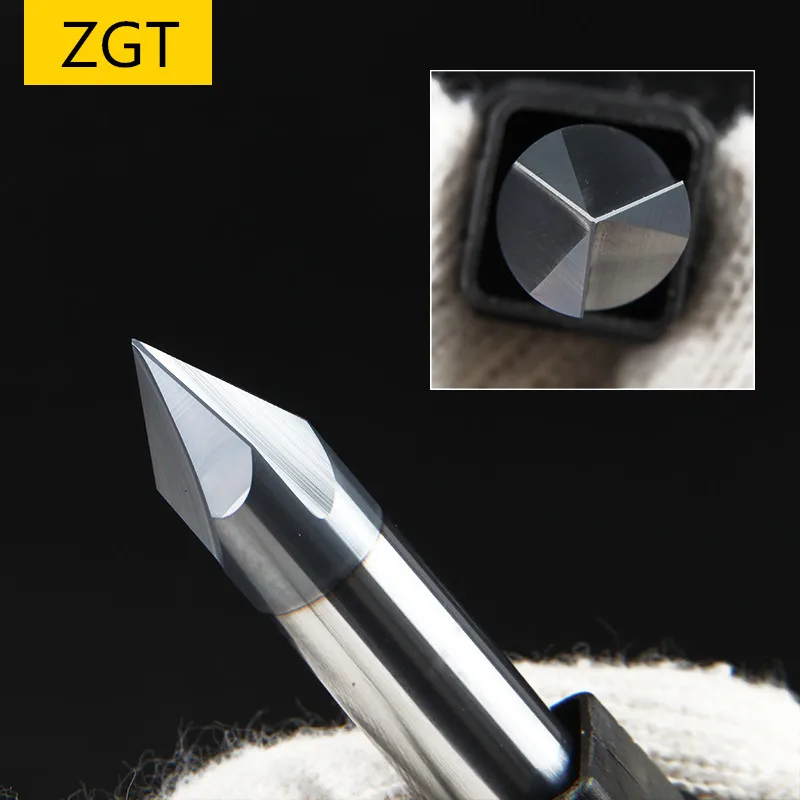 ZGT Chamfer End Mills 60 90 120 Degree Coated 3 Flute 4mm 6mm 8mm 10mm 12mm Tungsten Steel Chamfering Milling Cutter End Mill
