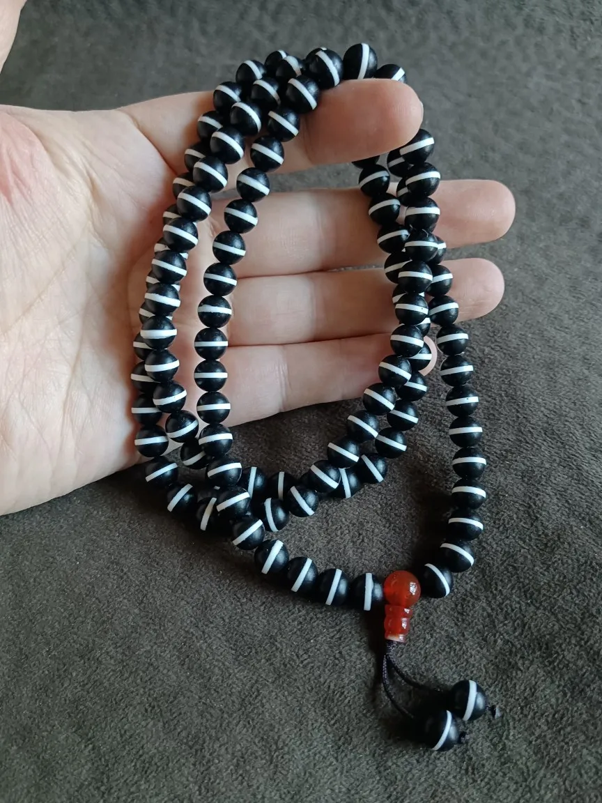 

Браслет из тибетского агата Dzi для мужчин и женщин, Изящные Ювелирные изделия, тибетский буддизм, фэн-шуй, бусины из агата Dzi 108 дюйма, браслет с подвеской и кисточкой