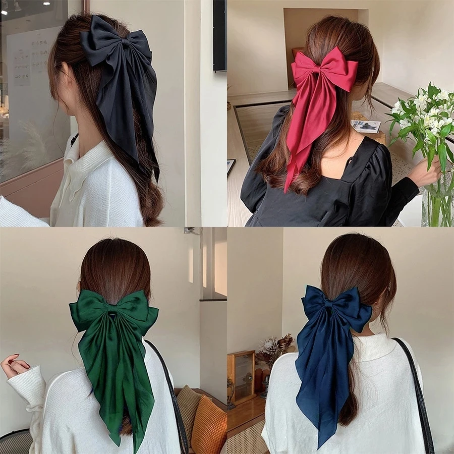 Fashion Women Red Bow Knot Fabric Hair Clip Korean Style Women Long Ribbon Butterfly Hair Clip Hair Accessories Fashion Women Red Bow Knot Fabric Hair Clip Korean Style Women Long Ribbon Butterfly Hair Clip Hair Accessories
