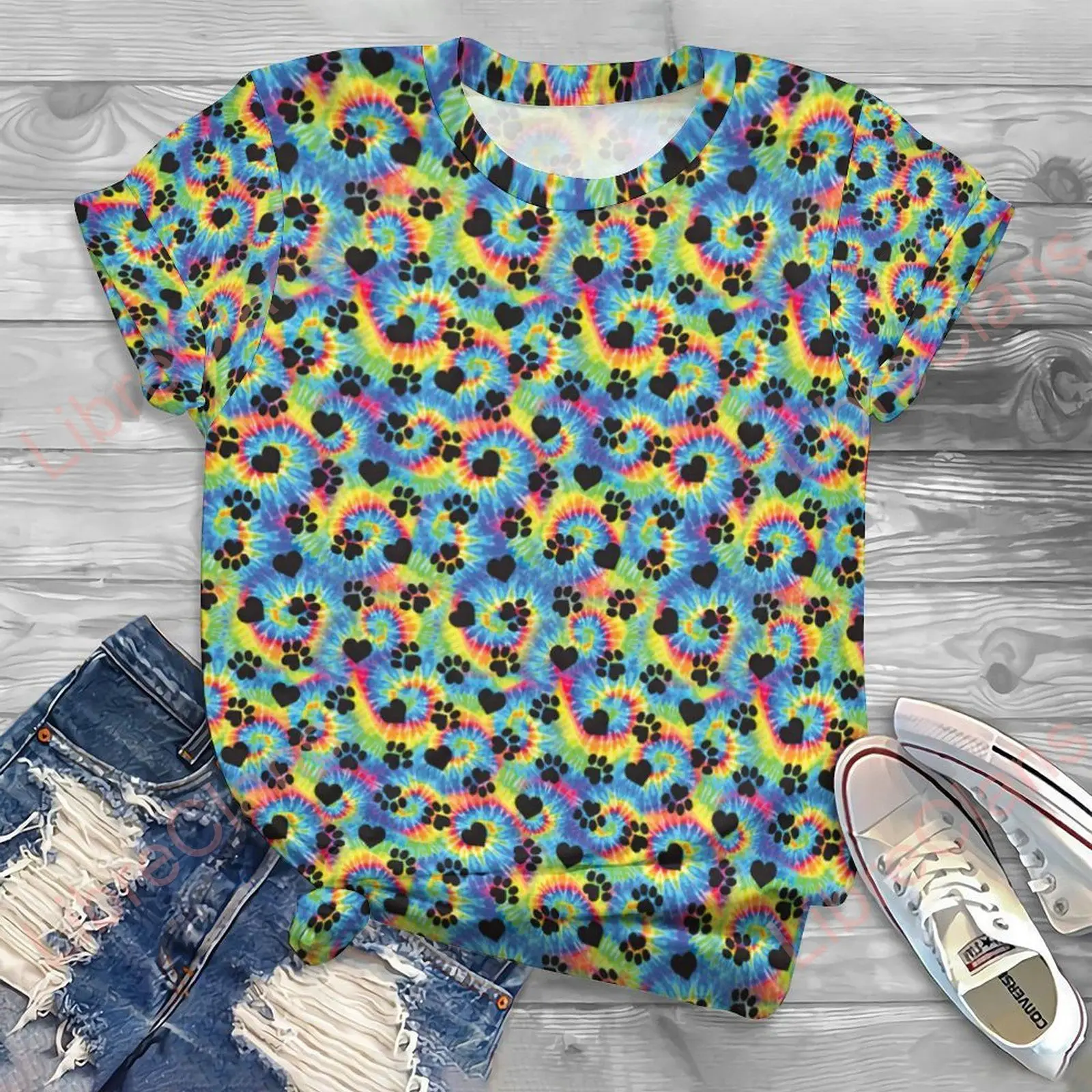

3D hummingbird print T-shirt women's street Harajuku T-shirt short sleeve V-neck
