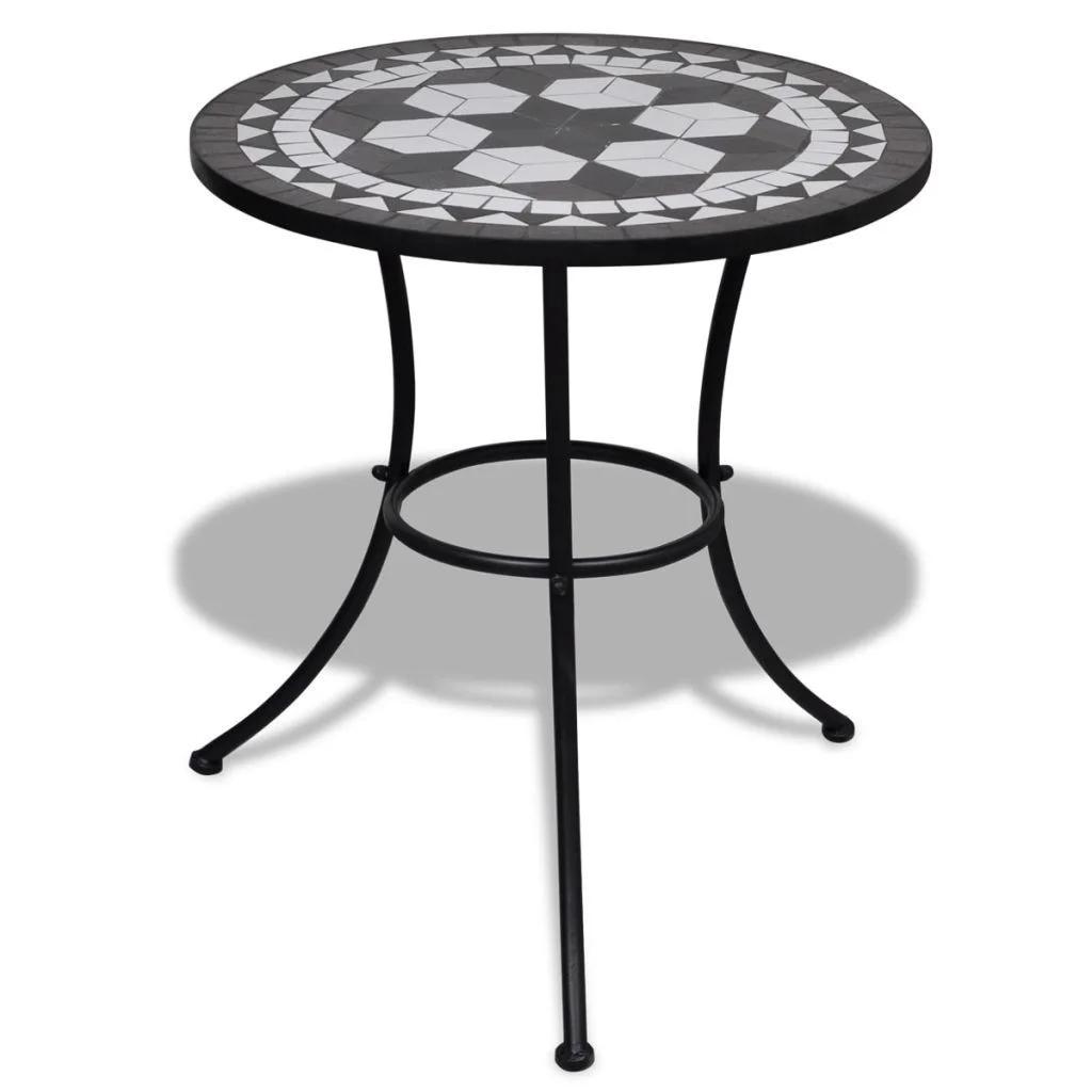 Mosaic Table 23.6" Black and White
