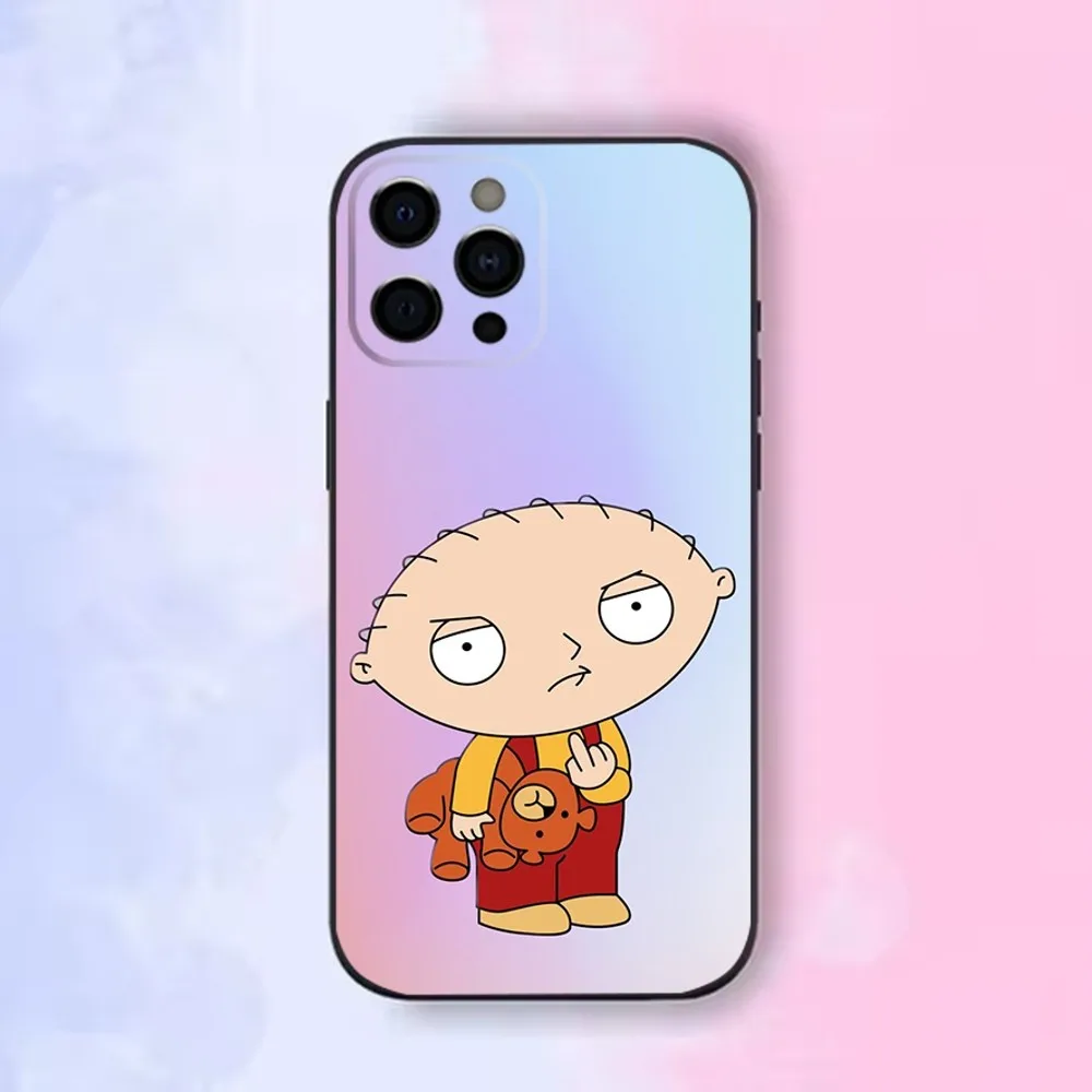 P-PeterS Family G-Guy Phone Case For iPhone16 15 14 13 12 Mini 11 Pro XR X XS MAX 7 8 Plus Silicone Cover Soft Black