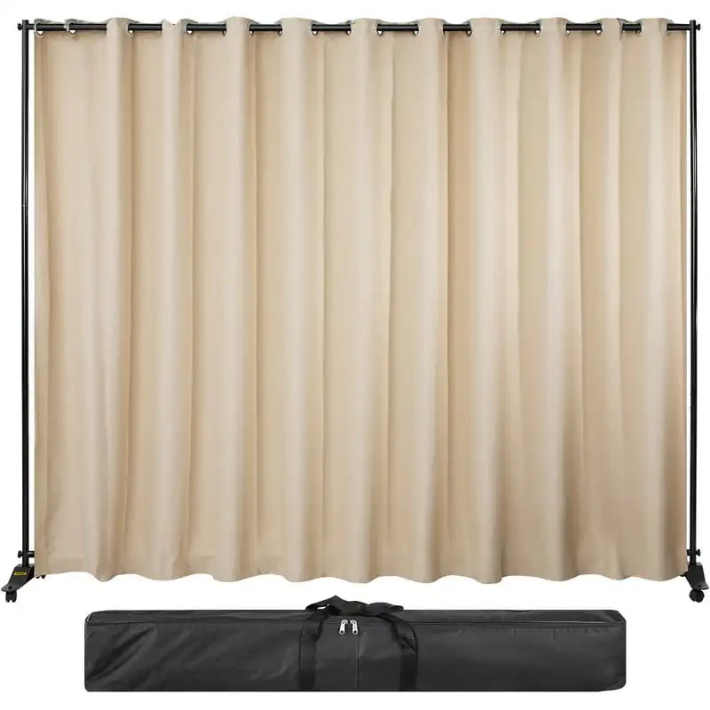 

Sturdy 8 ft x 10 ft Aluminum Alloy Expandable Room Divider Kit with 4 Rolling Wheels, Blackout Curtain & Oxford Bag Included - P