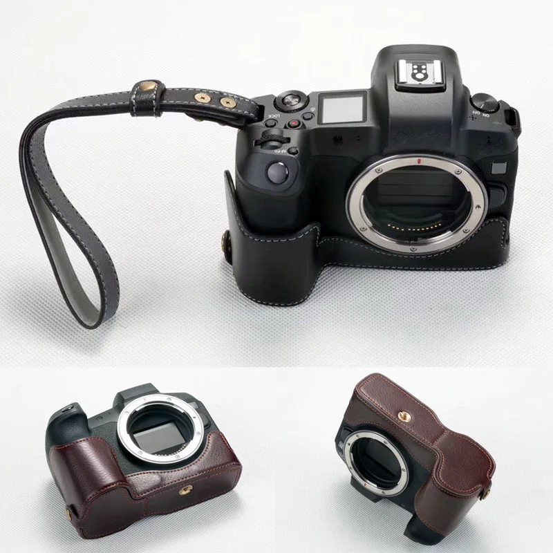 

Чехол из натуральной кожи с ремешком для камеры Canon Eos R EOSR