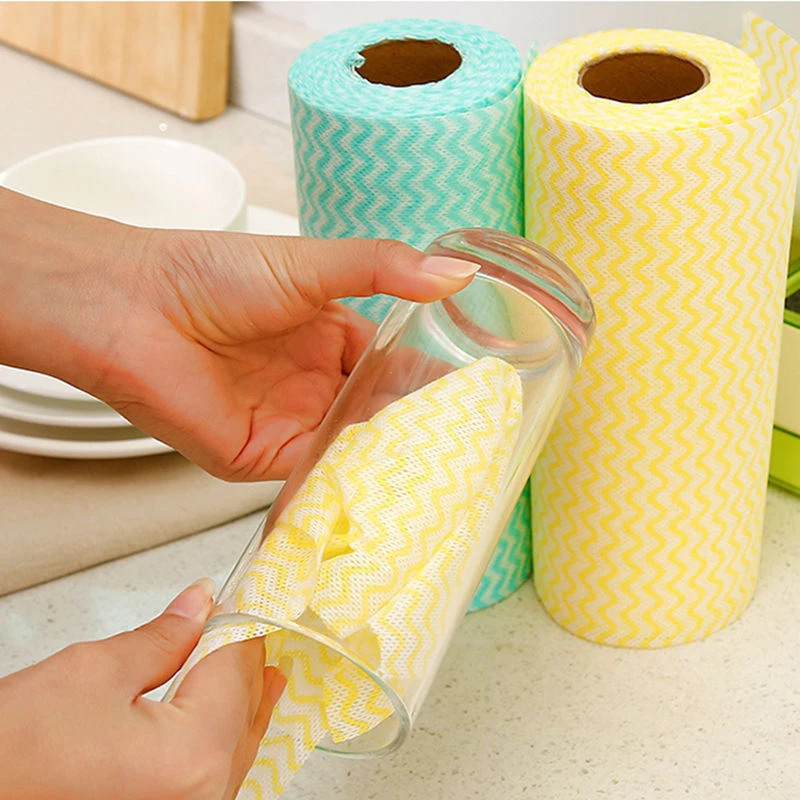 

50 pieces/rolls disposable reusable kitchen rolls kitchen cloth rolls cleaning rags scouring pads dish towels Товары Для Кухни