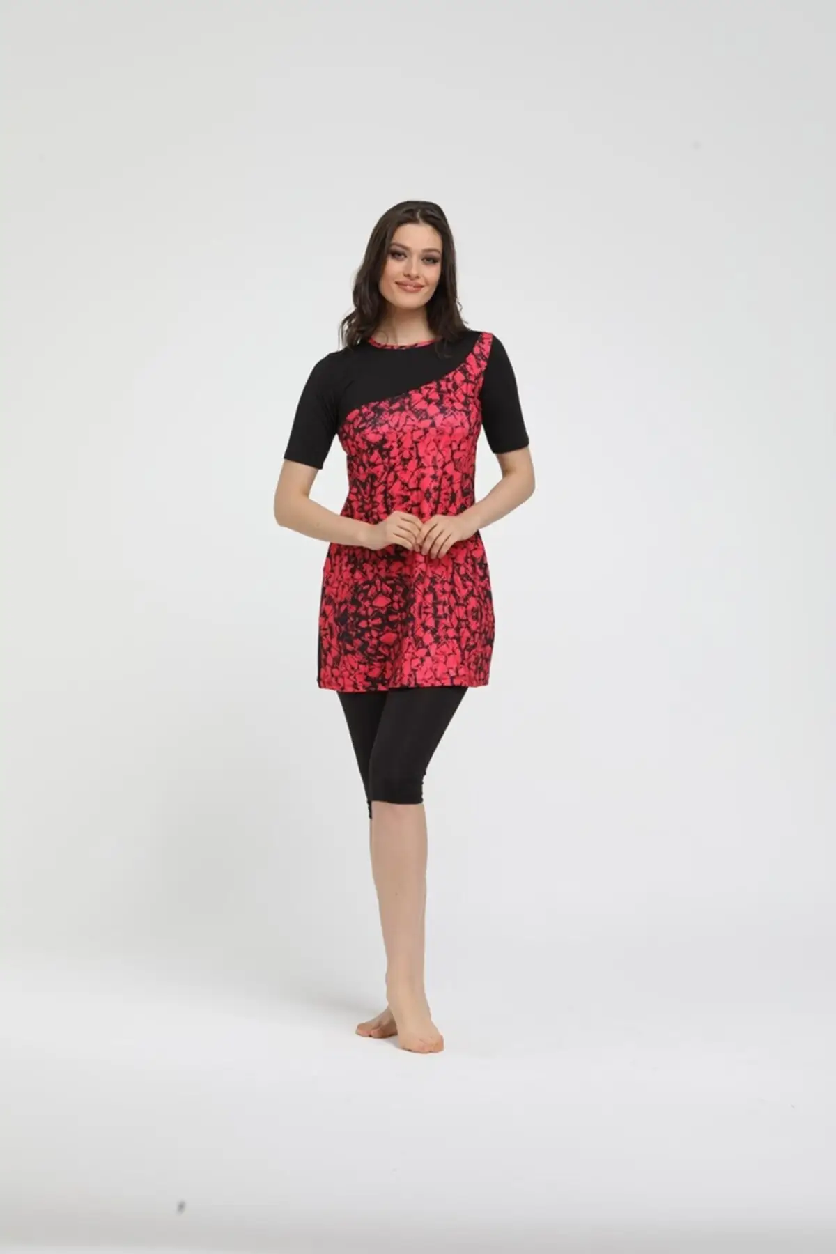 

Женский купальник с цифровым принтом, с коротким рукавом, купальный костюм из Буркини 9220