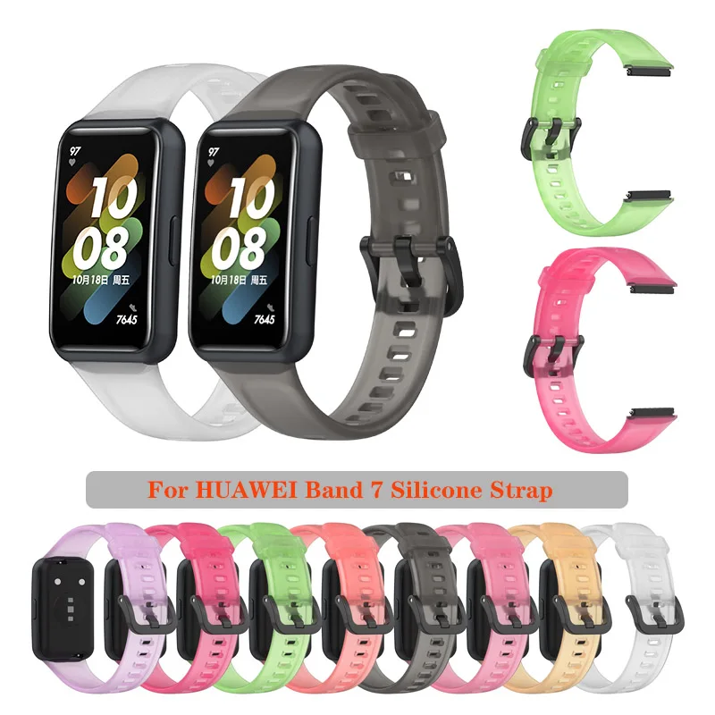 

For Huawei band 7 / Honor Band 7 Replacement Wristband Transparent Silicone Waterproof Strap Band