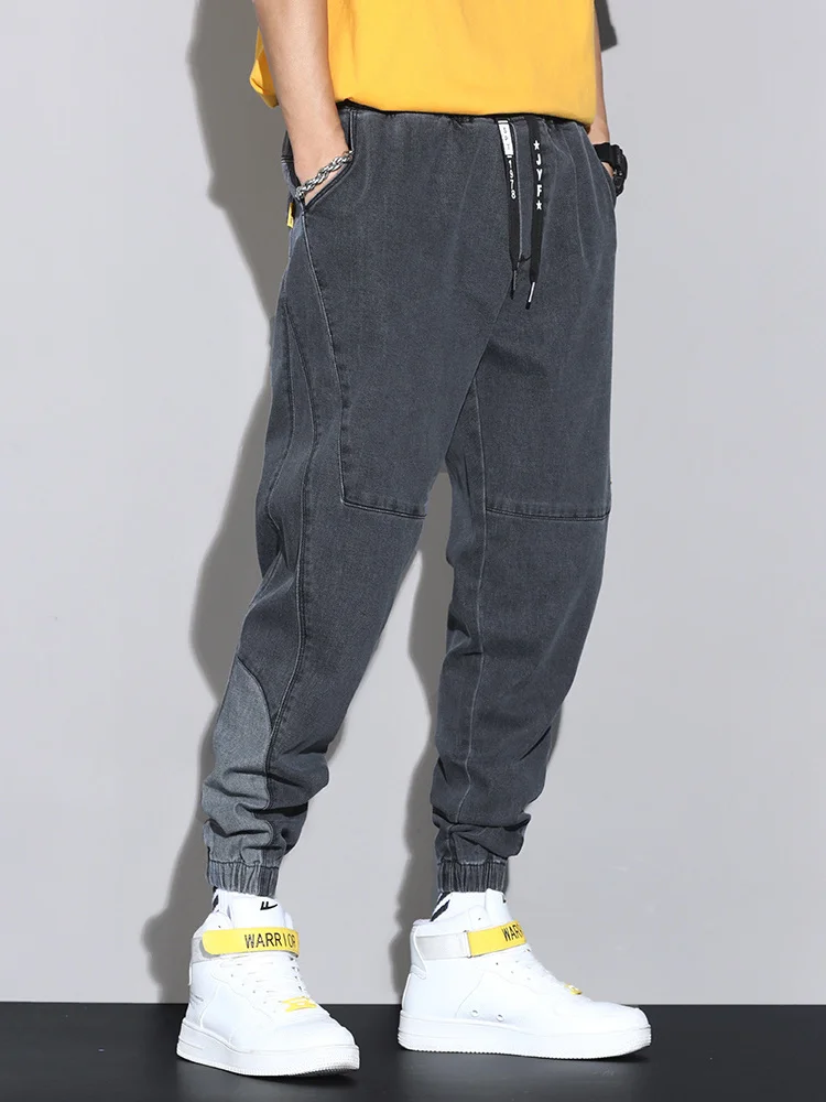 

Джинсы мужские мешковатые в стиле хип-хоп, брюки из денима, Джоггеры в уличном стиле, брюки-султанки, цвет черный, размеры 6XL, 7XL, 8XL, весна-лето
