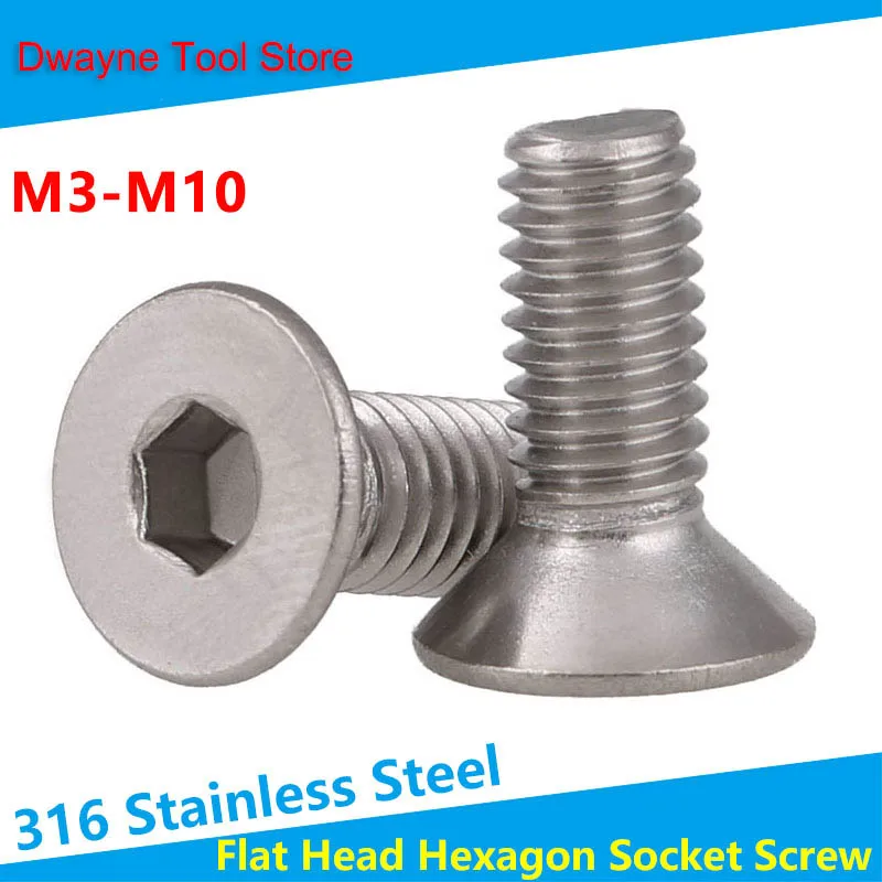 

316 Stainless Steel Countersunk Hexagonal Screw Bolts KM DIN7991 Flat Head Hexagonal Screw Bolts M3M4M5M6M8M10