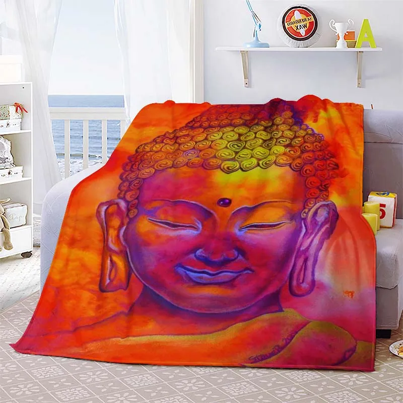 

Lightweight Comfortable Soft Breathable Warm Flannel Throw Blanket for Bedding Travel Zen Buddha Head Buddhist Religious Blanket