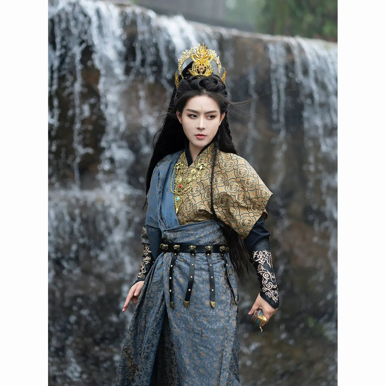 Красивое мужское жаккардовое платье Тан ханьфу с круглым вырезом полурукавом