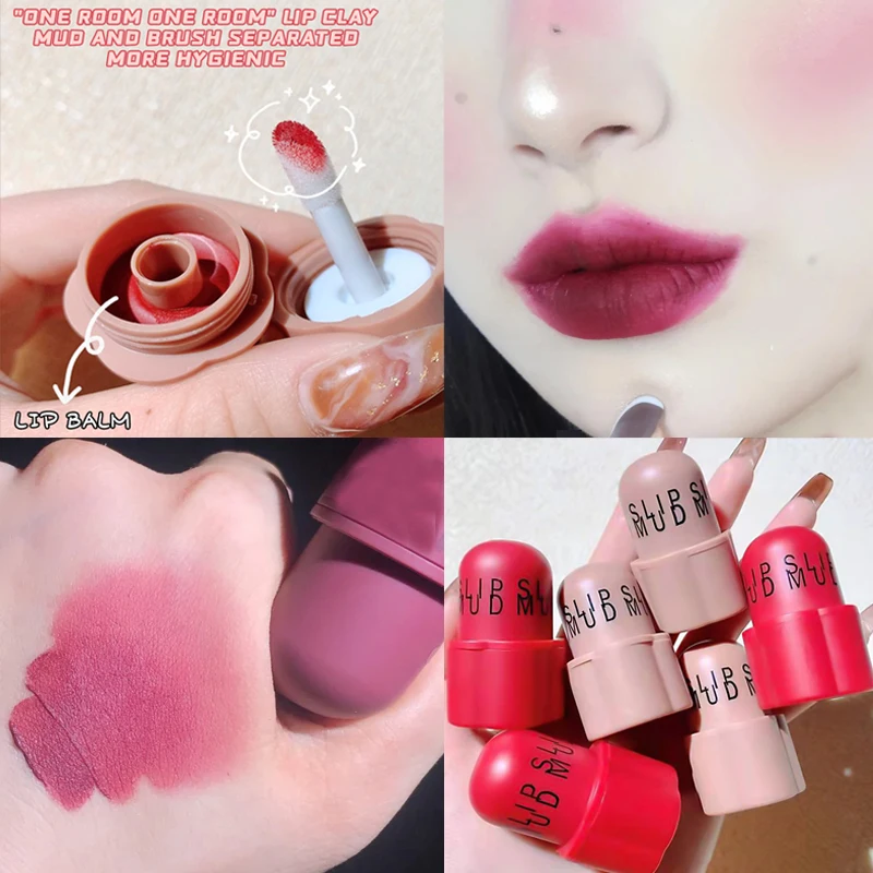 

6 Colors Waterproof Nude Matte Lipstick Lip Gloss Long Lasting Non- Stick Cup Pigment Lip Tint Velvet Lip Glaze Makeup Cosmetic