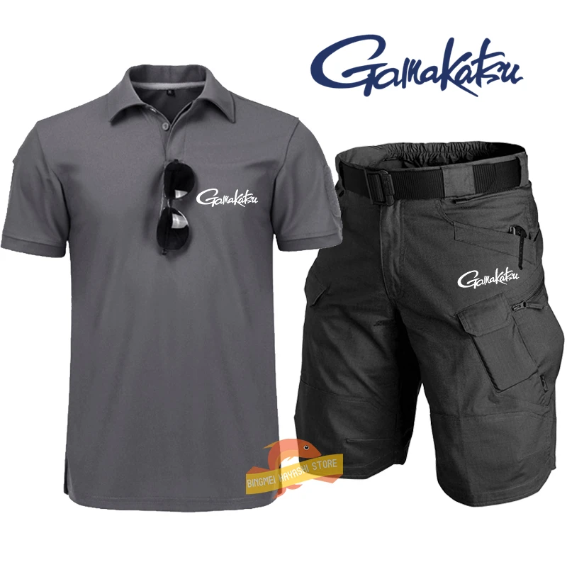

Gamakatsu for Men's Summer Fishing Suits New Quick Drying Breathable Outdoor Climbing T-shirts+pants Men Casual Sports Clothes