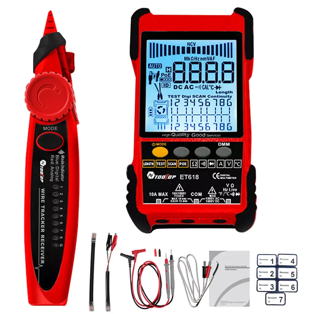 

Portable 2 in 1 Network Cable Tester Multimeter LCD Display with Backlight Analogs POE Test Cable Pairing Sensitivity