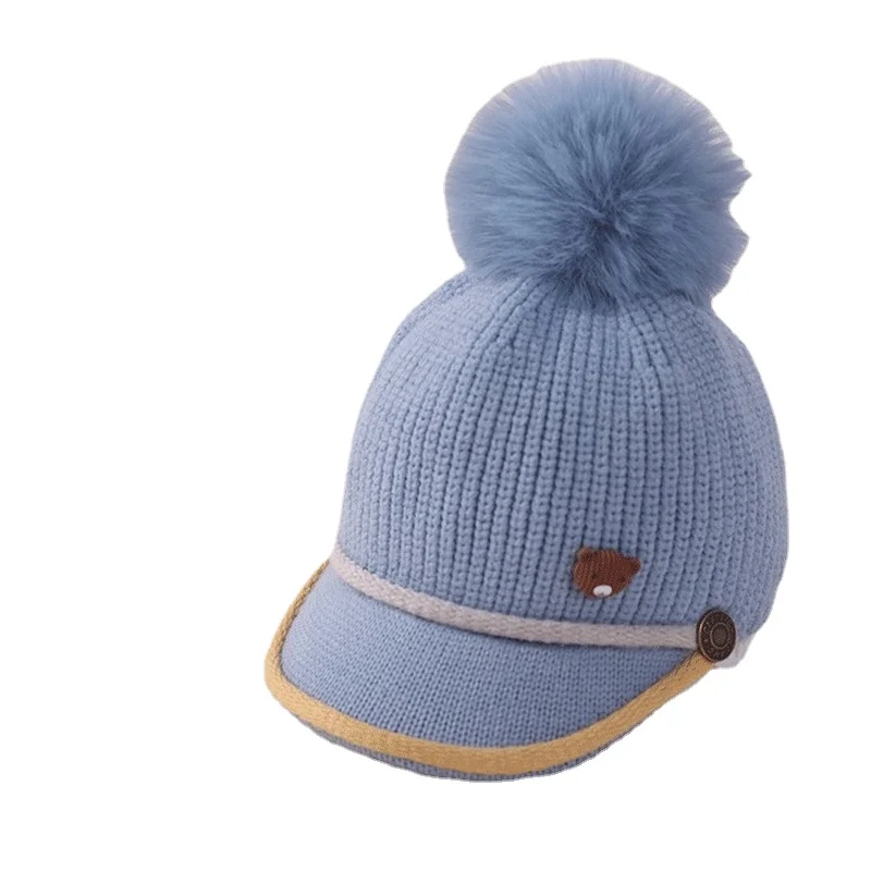 

Cute Baby Hat Kids Winter Warm Baby Girl Boy Hat Baseball Caps Boys Girls Hats Soild Color Children Accessories 1-3 Years