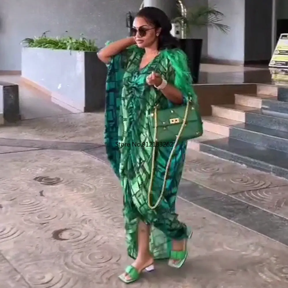 

Dashiki Print Long Dresses African Women Traditional Plus Size Boubou Ankara Outfits Fashion Party Feather Kaftan Femme 2022