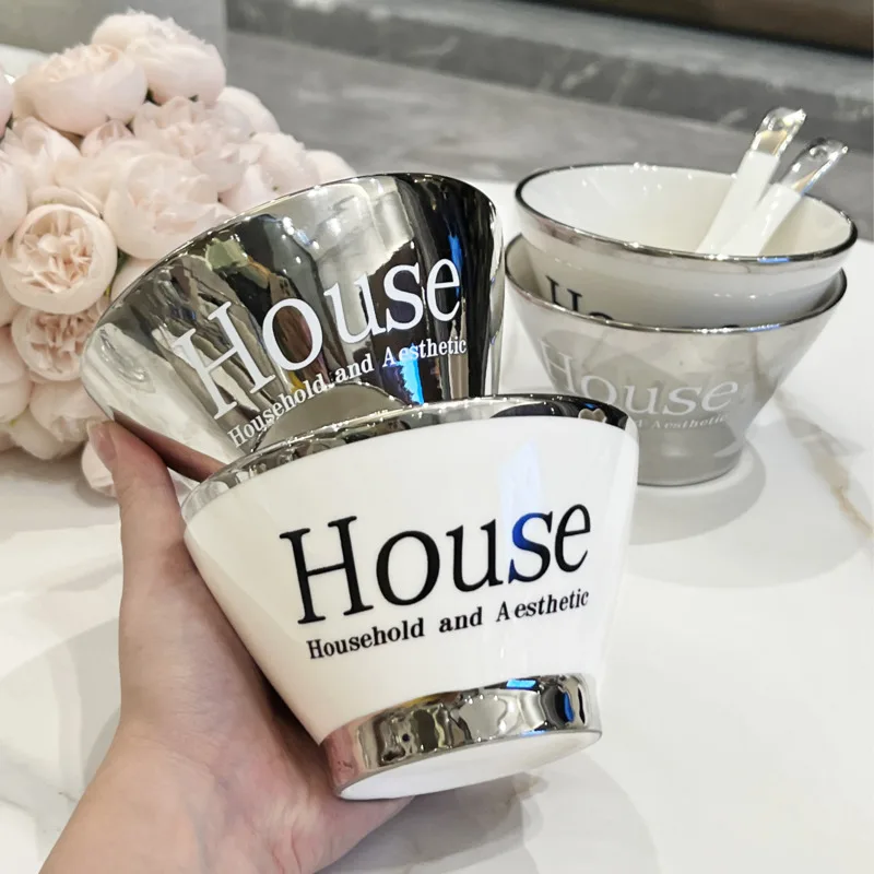 Ins Light Luxury Hat Ramen Bowl Creative Ceramic Bowl Salad Bowl Oatmeal Bowl Breakfast Bowl Home Advanced Sense Fruit Bowl