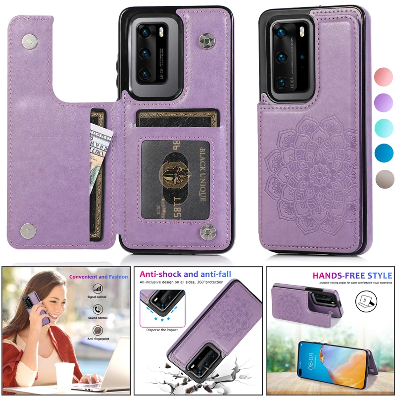 

Wallet Card Slots Cover Coque Phone Case For Huawei P40 P30 Mate 20 Pro 30 Lite Flip Holder Shockproof Leather Phone Case Hoesje